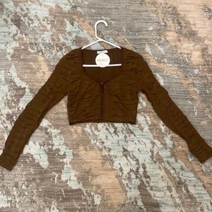 Nectar Clothing Brown Ruffled Long Sleeve